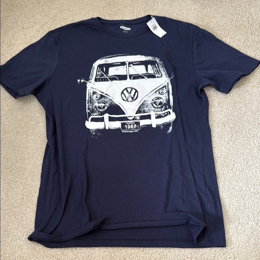 Old Navy Navy Blue T-Shirt with Classic Van Design NWT